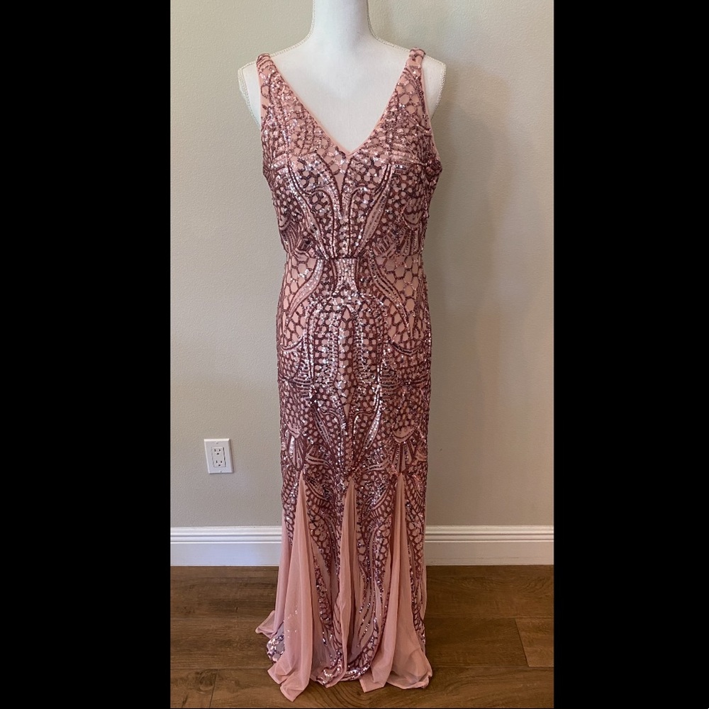 Nightway Pink Sequin Dress - Picture 3 of 11